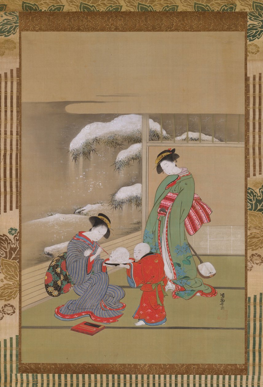 Malování očí na sněžném králíkovi, ca. 1780. od Isoda Koryusai