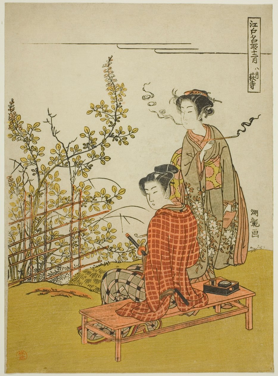 The Eighth Month at Hagi Temple (Hachigatsu Hagidera), from the series "Famous Places in Edo in the Twelve Months (Edo meisho junigatsu)" od Isoda Koryusai
