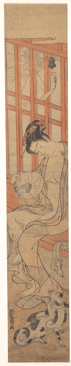 Frau fächert sich nach dem Bad od Isoda Koryusai