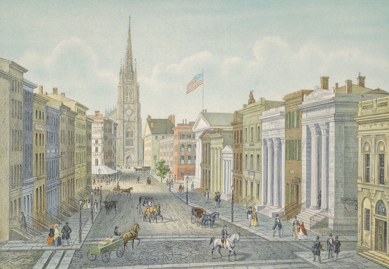 Wall Street, New York v roce 1847. od Isodore Laurent Deroy