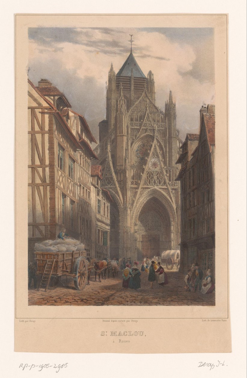 Pohled na kostel Saint-Maclou v Rouenu St. Maclou à Rouen (název na objektu) Tváře ve Francii (název série) La France (název série) od Isodore Laurent Deroy