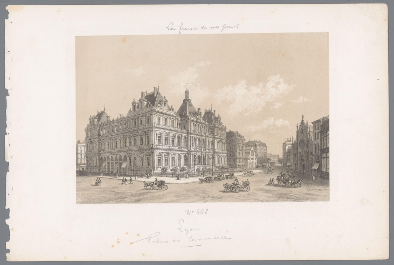 Pohled na Palais de la Bourse v Lyonu Lyons. Palais du Commerce Současná Francie (název série) La France de nos jours (název série) od Isodore Laurent Deroy
