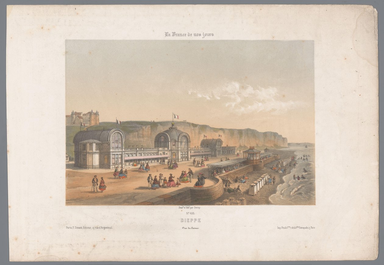 Pohled na kasino Dieppe Dieppe. Vue de Casino (název na objektu) Současná Francie (název série) La France de nos jours (název série na objektu) od Isodore Laurent Deroy