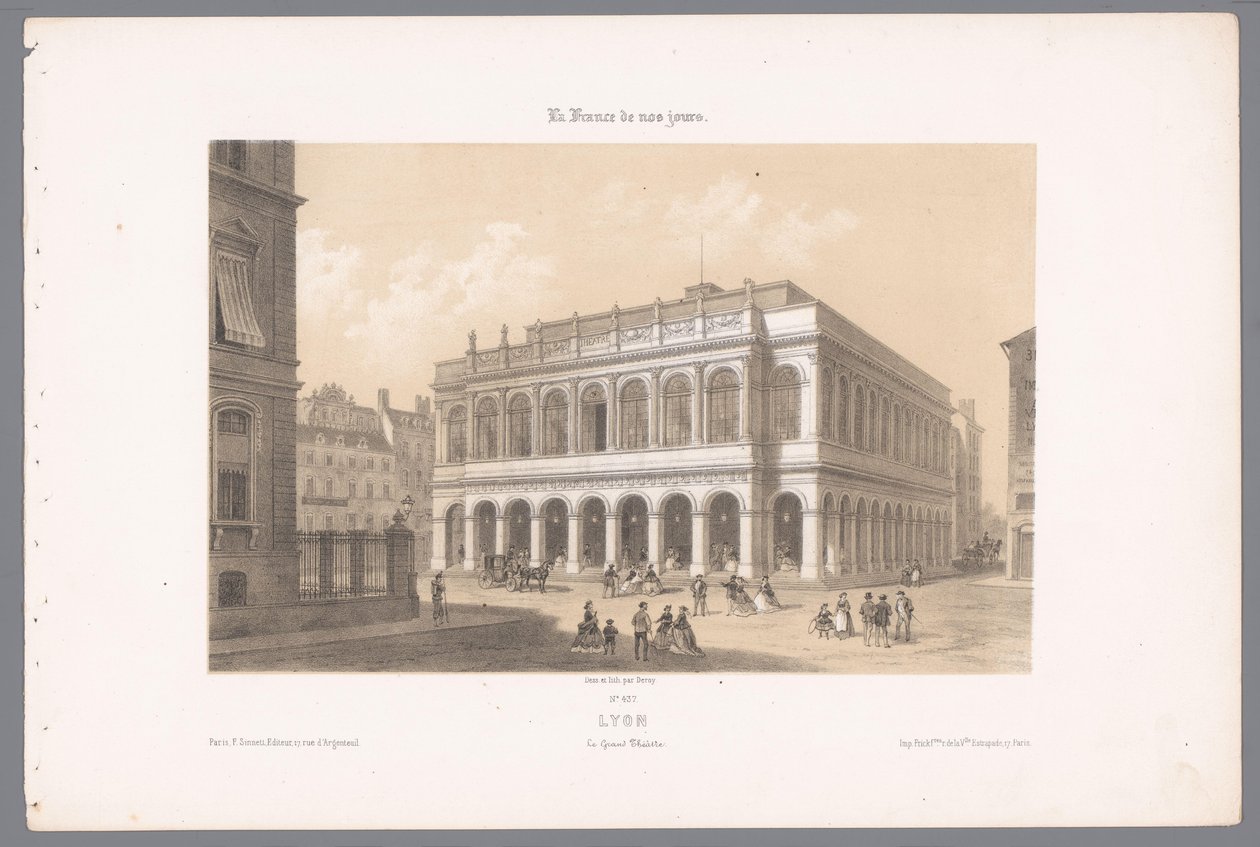 Pohled na lyonskou operu Lyons. Le Grand Theatre (název na objektu) Současná Francie (název série) La France de nos jours (název série na objektu) od Isodore Laurent Deroy