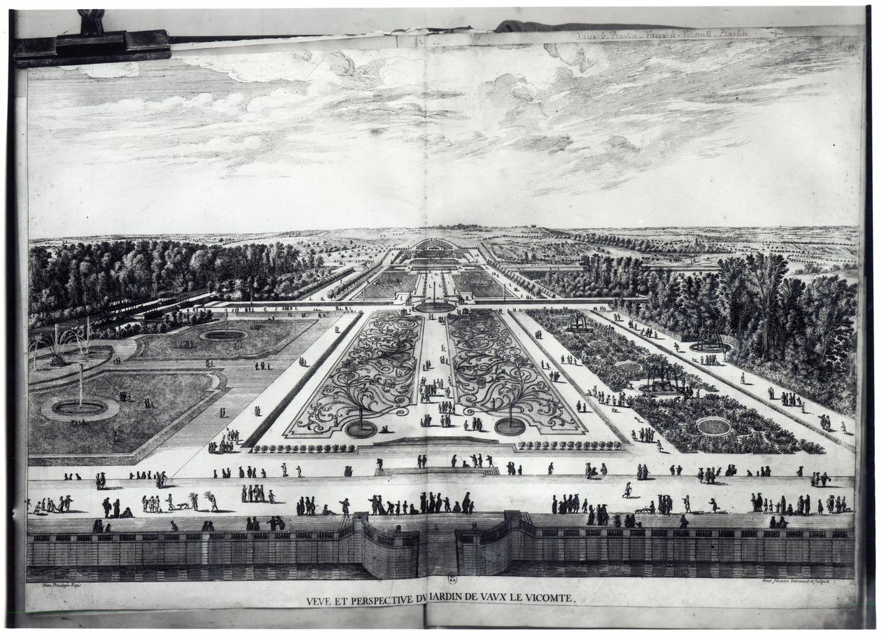 Perspektivní pohled na zahradu Vaux-le-Vicomte od Israël Silvestre the Younger