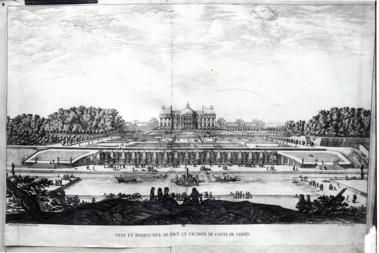 Perspektivní pohled na zahradní fasádu zámku Vaux-le-Vicomte od Israël Silvestre the Younger
