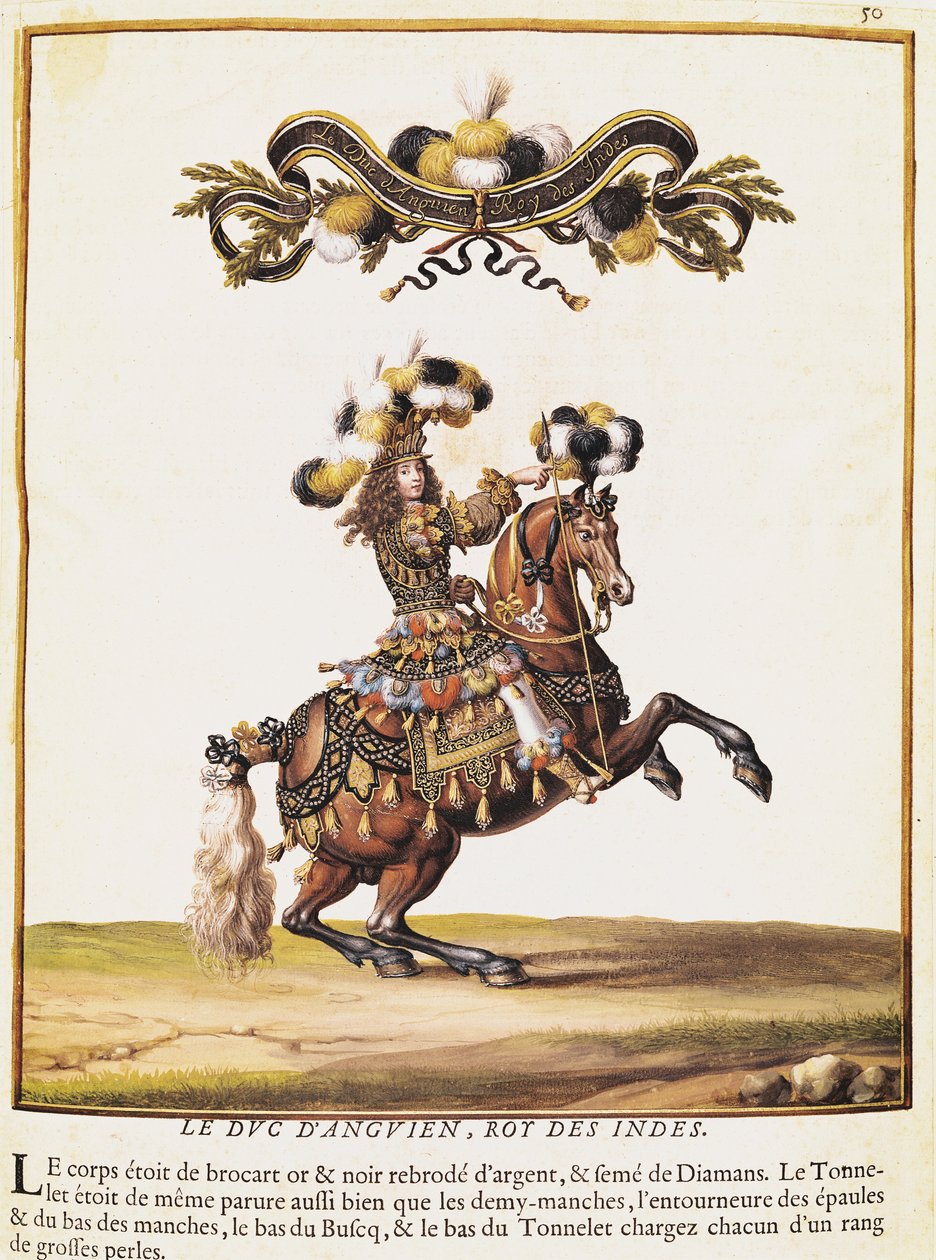 Vévoda z Enghien jako král indiánů na kolotoči vystoupil pro Ludvíka XIV. (1638-1715) před Tuileries, 5. června 1662 od Israël Silvestre the Younger