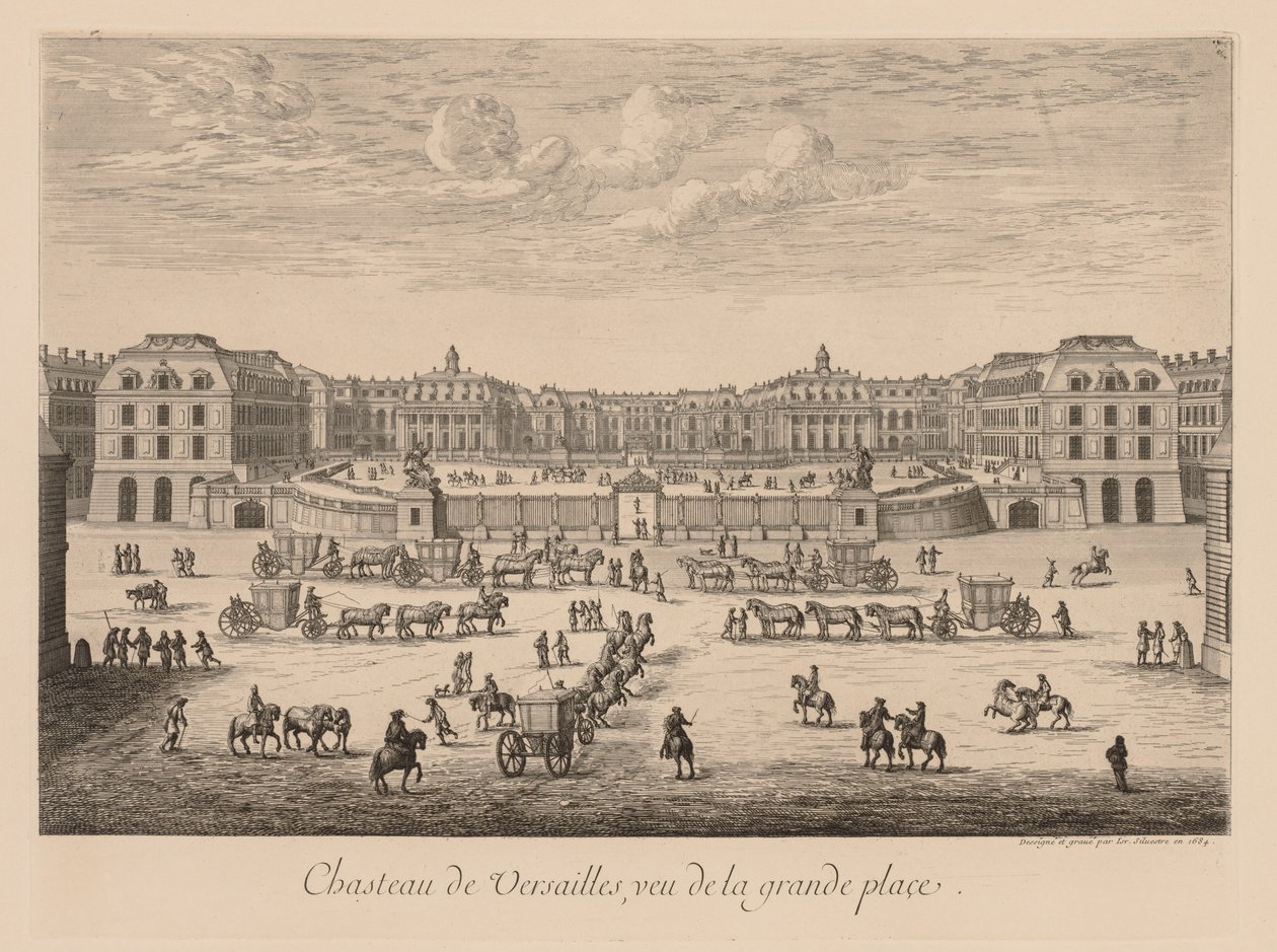 Pohled na palác ve Versailles, z hlavního náměstí od Israël Silvestre