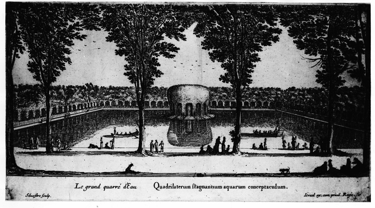Velké vodní náměstí Château de la Rochefoucauld v Liancourtu; ze strany Izraele. od Israel the Younger Silvestre