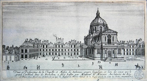Pohled na kapli a Maison de Sorbonne (rytina) od Israel the Younger Silvestre