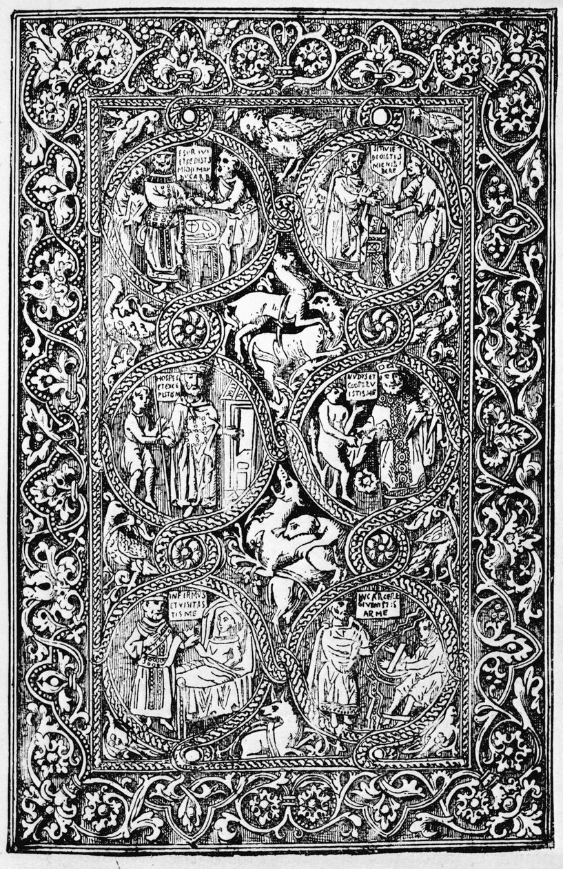 Kopie slonovinové zadní obálky Queen Melisende Psalter, reprodukovaná v The Crusades: the story of the Latin Kingdom of Jerusalem od T.A. Archer, 1894 od Israeli School