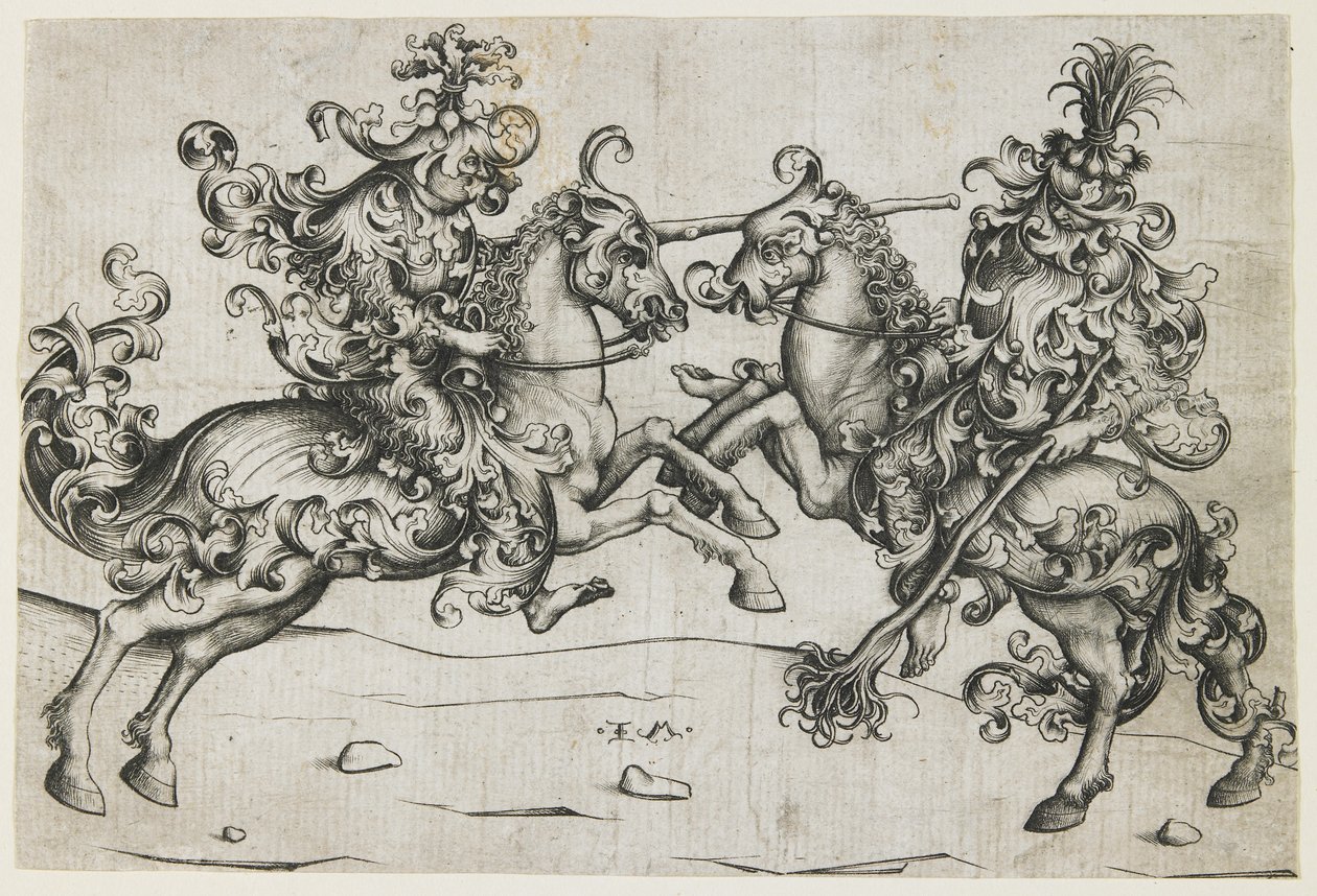 Souboj dvou divokých mužů, kolem roku 1480 od Israhel van Meckenem the younger