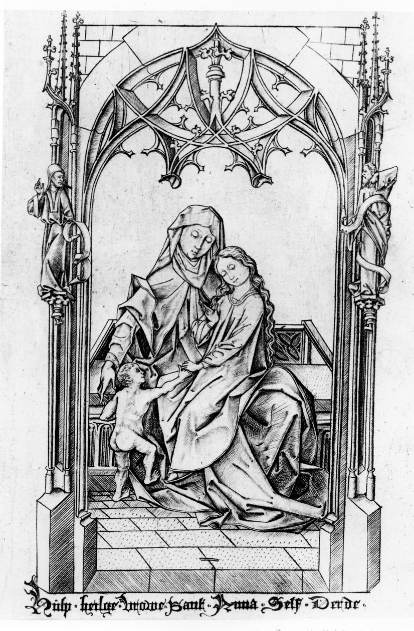 Svatá Anna s Marií a dítětem, kolem 1465-1500 od Israhel van Meckenem the younger