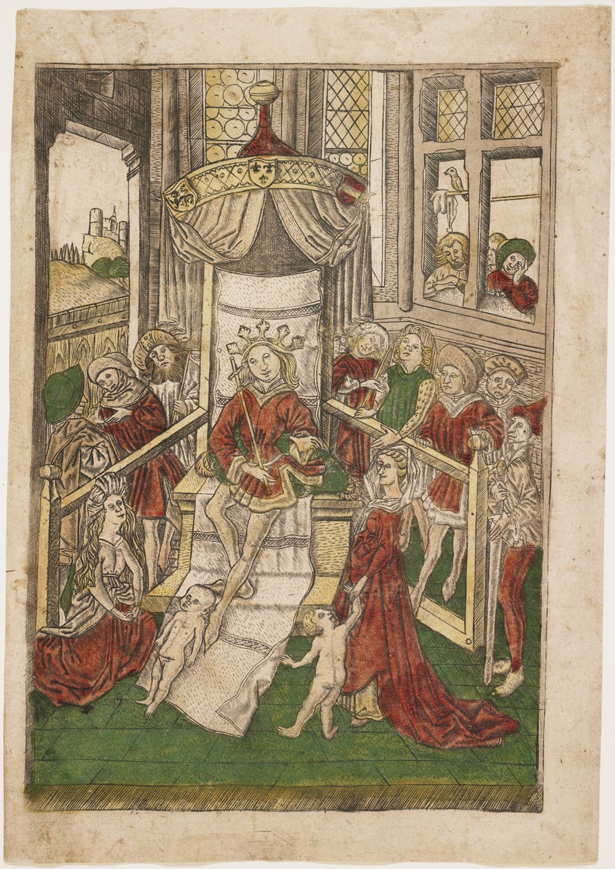 Šalamounův soud, c. 1465 od Israhel van Meckenem the younger