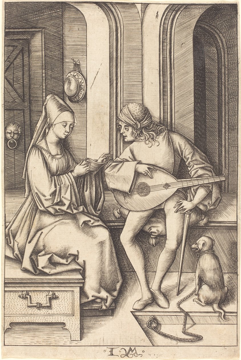 Lute Player and the Singer, c.1500 od Israhel van Meckenem the younger