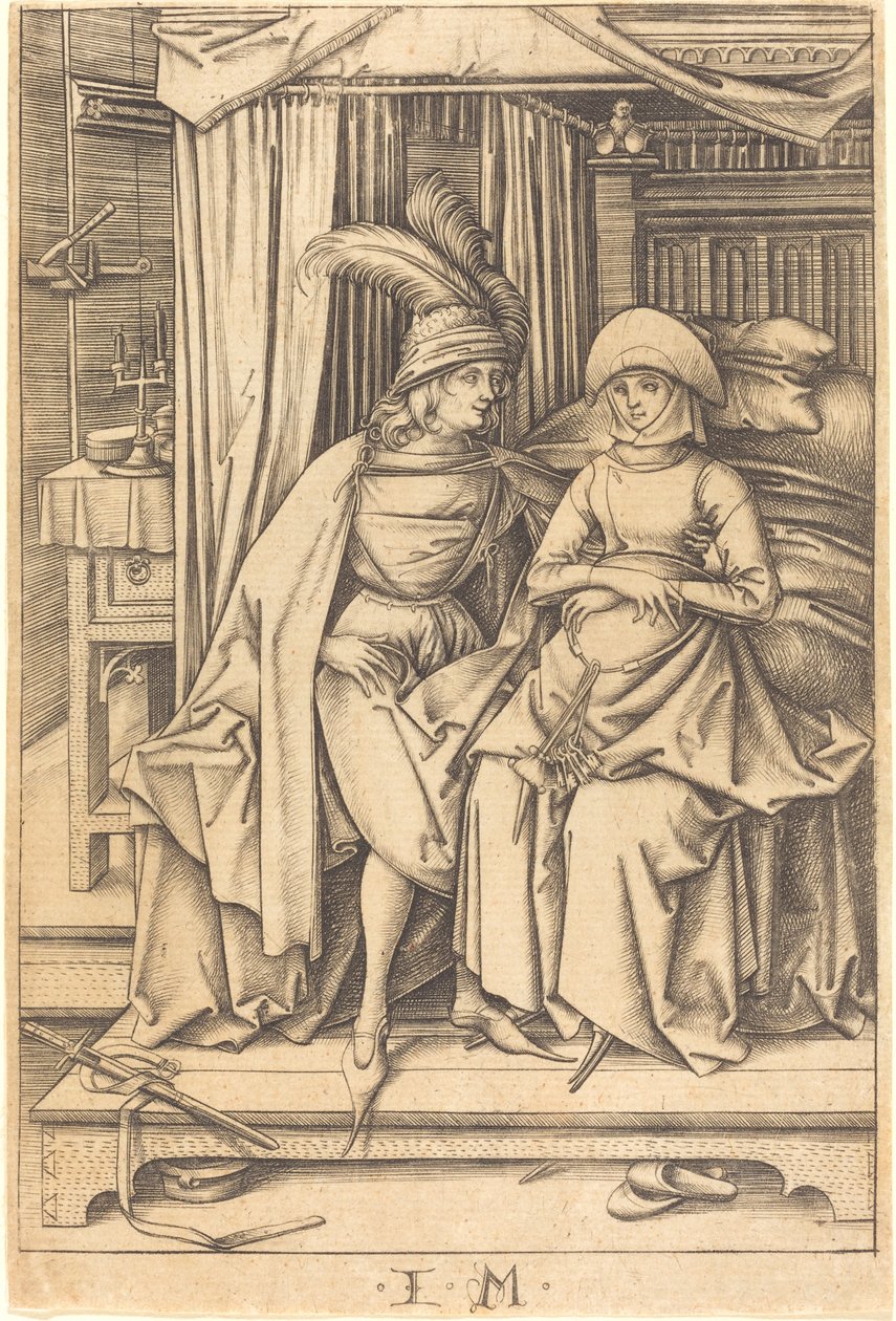 Pár sedící na posteli, c. 14951503. od Israhel van Meckenem