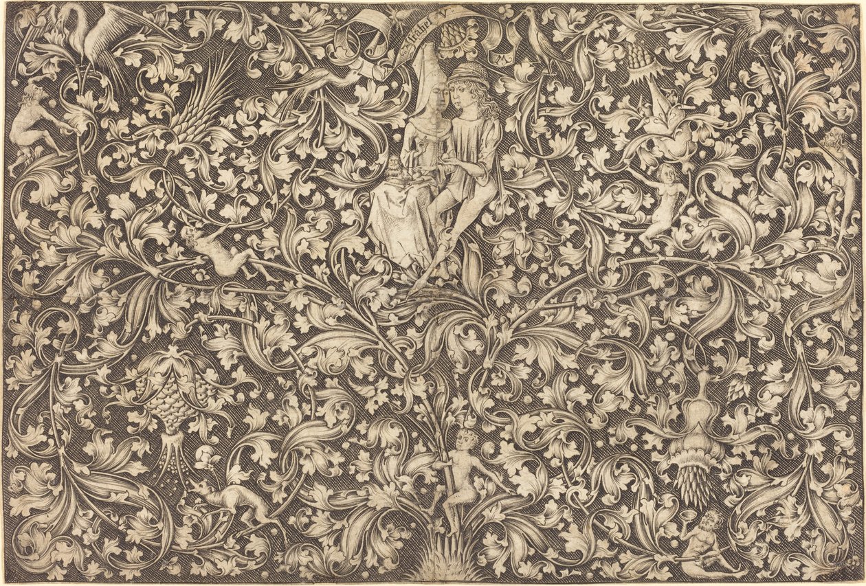 Ozdobný panel se dvěma milenci, c. 14901500. od Israhel van Meckenem