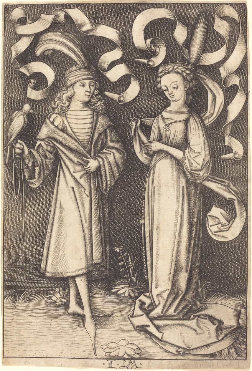 Sokolník a vznešená dáma, c. 14951503. od Israhel van Meckenem