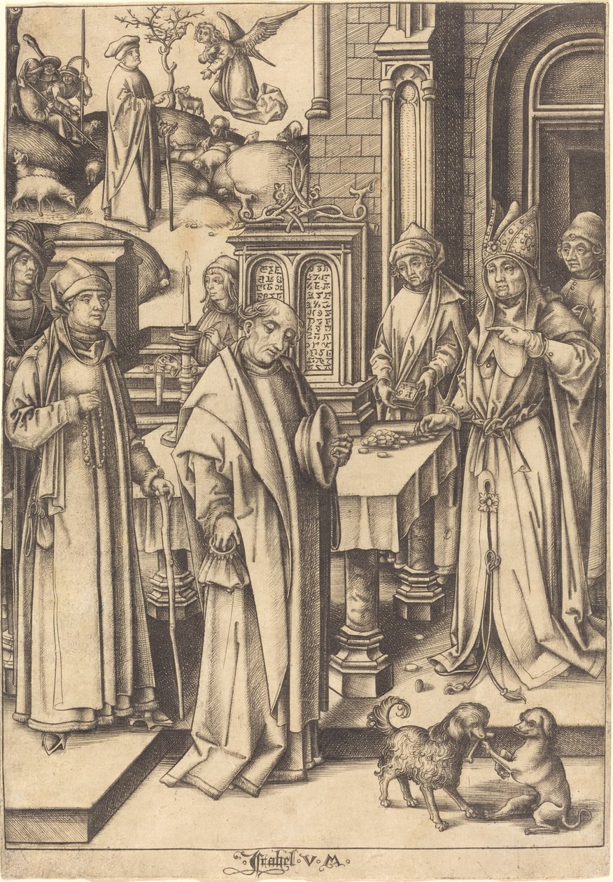 Joachimova oběť od Israhel van Meckenem after Hans Holbein the Elder