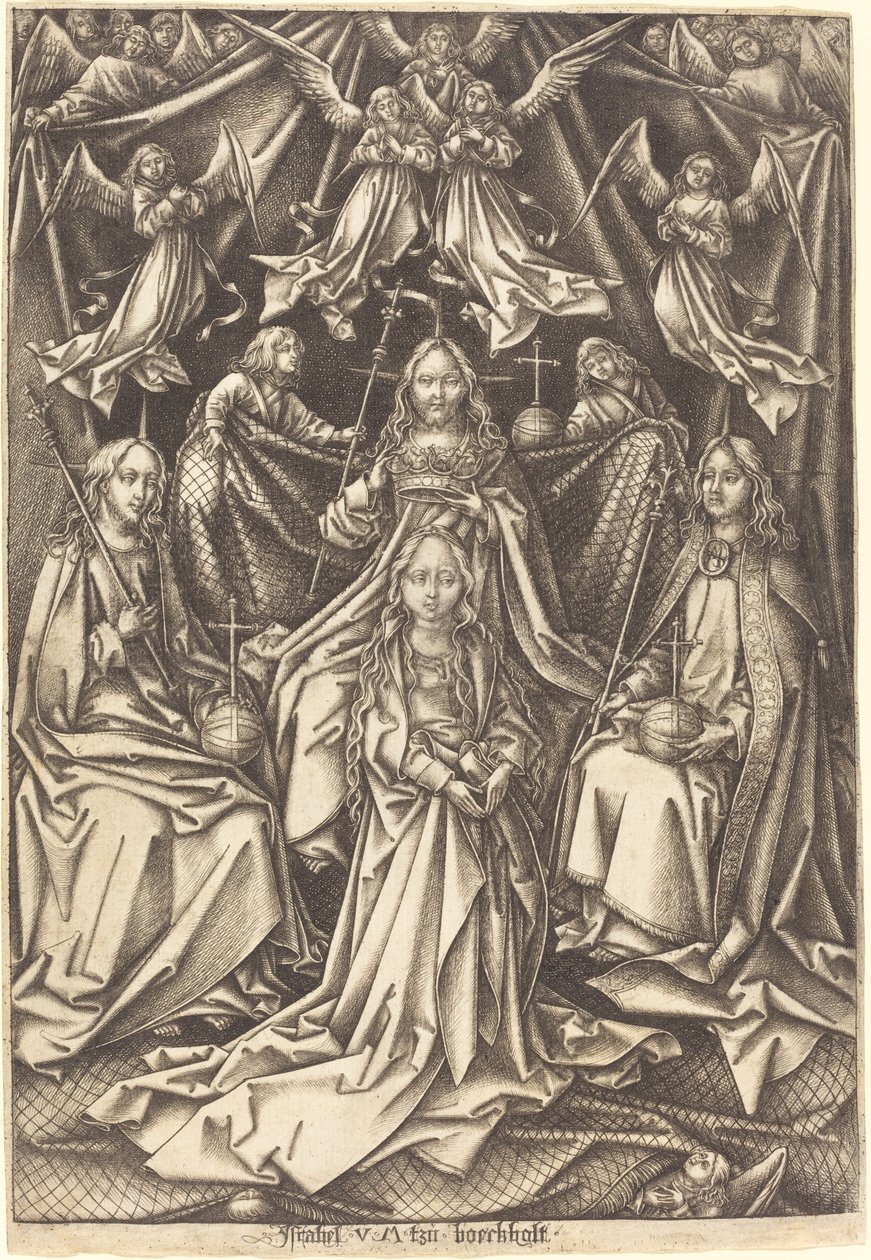 Korunovace Panny Marie od Israhel van Meckenem after Hans Holbein the Elder