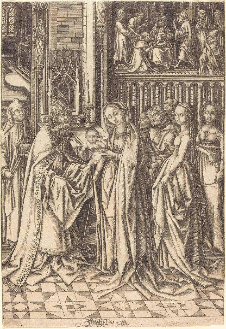 Prezentace v chrámu od Israhel van Meckenem after Hans Holbein the Elder
