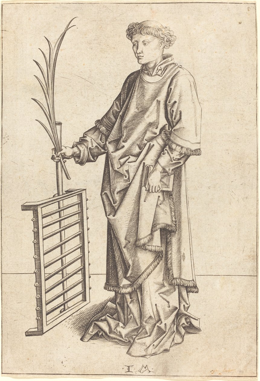 Svatý Vavřinec od Israhel van Meckenem after Martin Schongauer