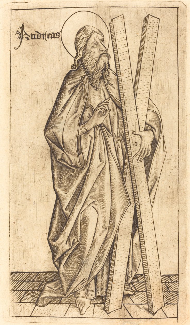 Svatý Ondřej od Israhel van Meckenem after Master E.S.