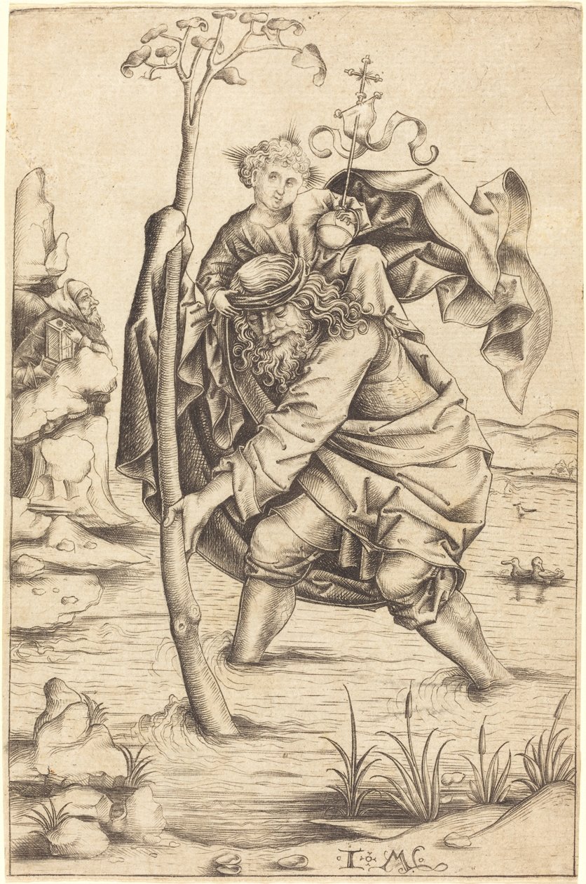 Svatý Kryštof od Israhel van Meckenem after Master of the Housebook