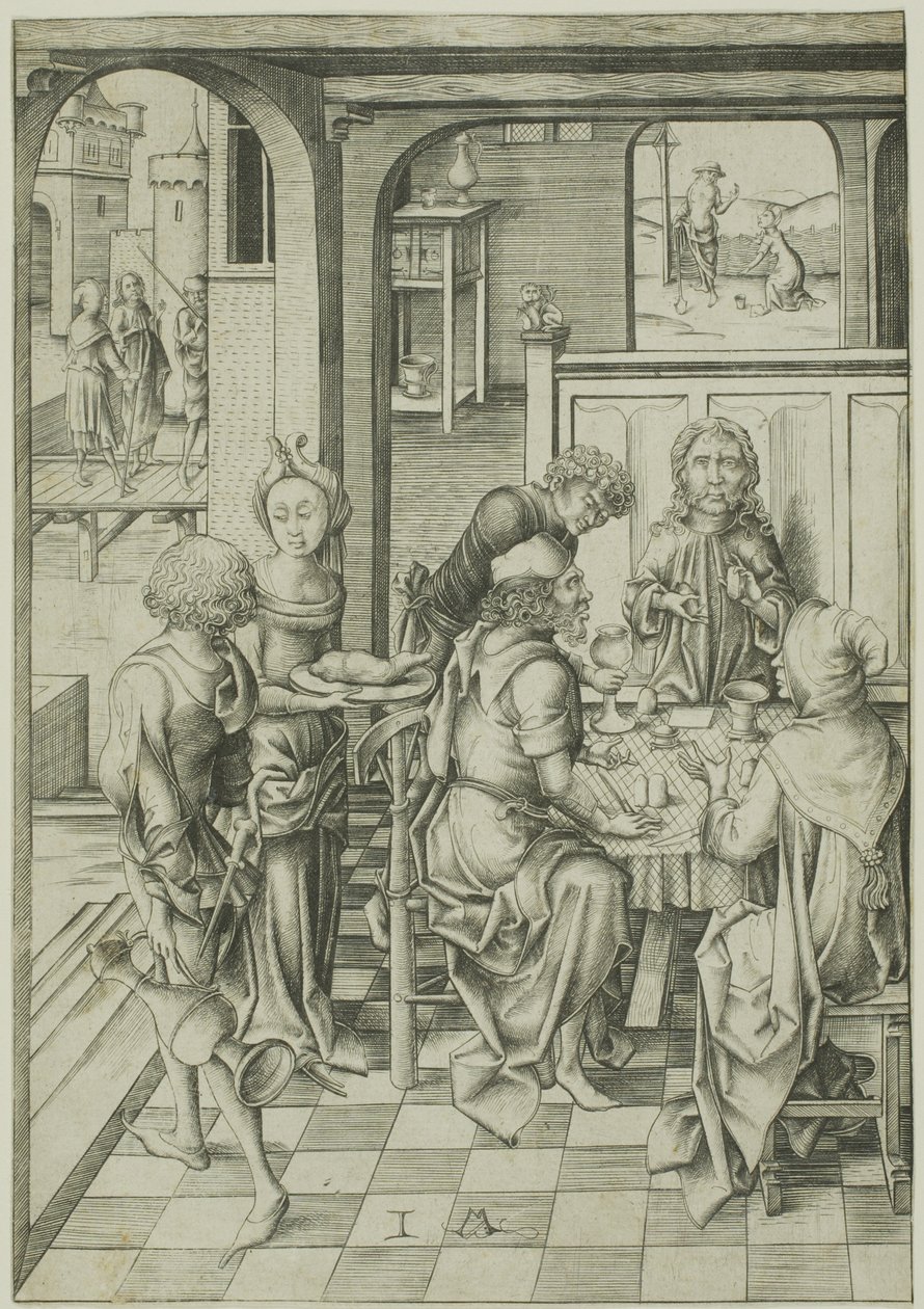 Kristus v Emauzích od Israhel van Meckenem the younger