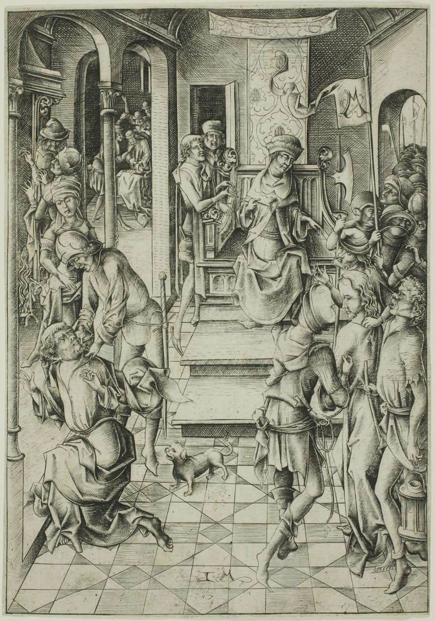 Kristus před Annášem od Israhel van Meckenem the younger