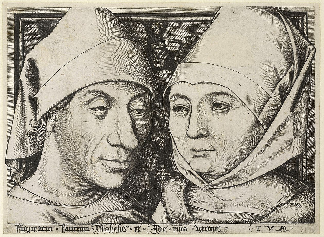 Autoportrét s manželkou Idou, c. 1490 od Israhel van Meckenem the younger