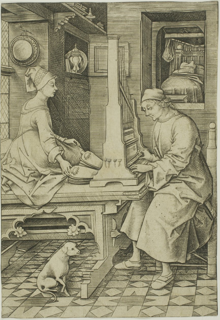 Varhaník a jeho žena od Israhel van Meckenem the younger