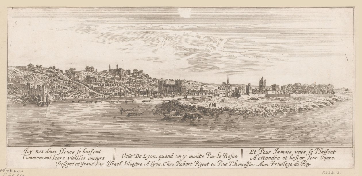 Pohled z Rýna na Lyon Veue de Lyon quand on y monte par le Rosne (název na objektu) od Israël Silvestre