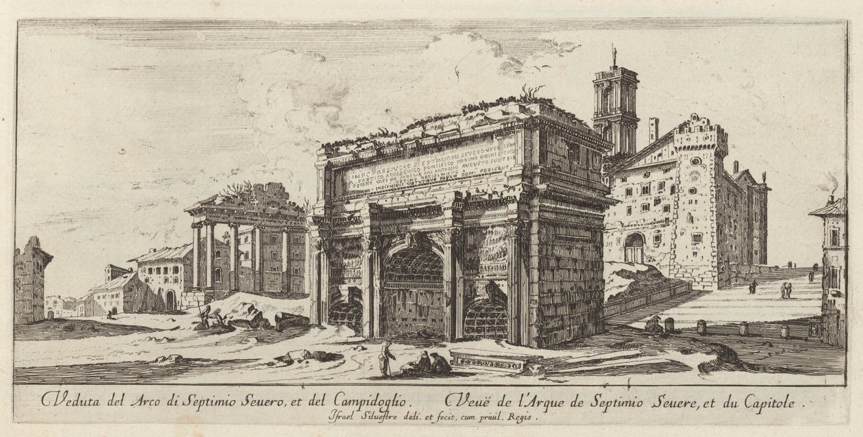 Veduta del Arco di Septimio Severus a del Campidoglio od Israël Silvestre