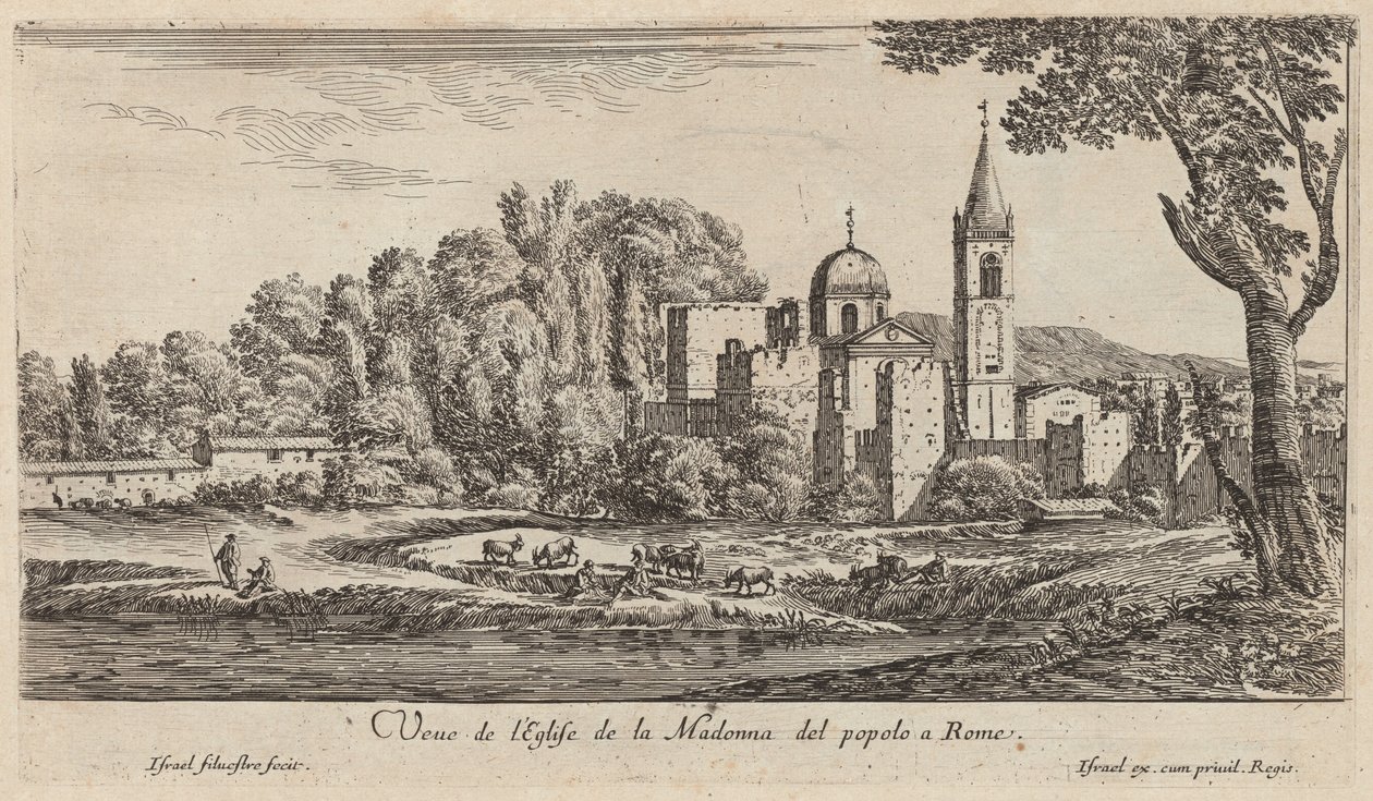 Pohled na kostel Madonna del popolo v Římě od Israël Silvestre
