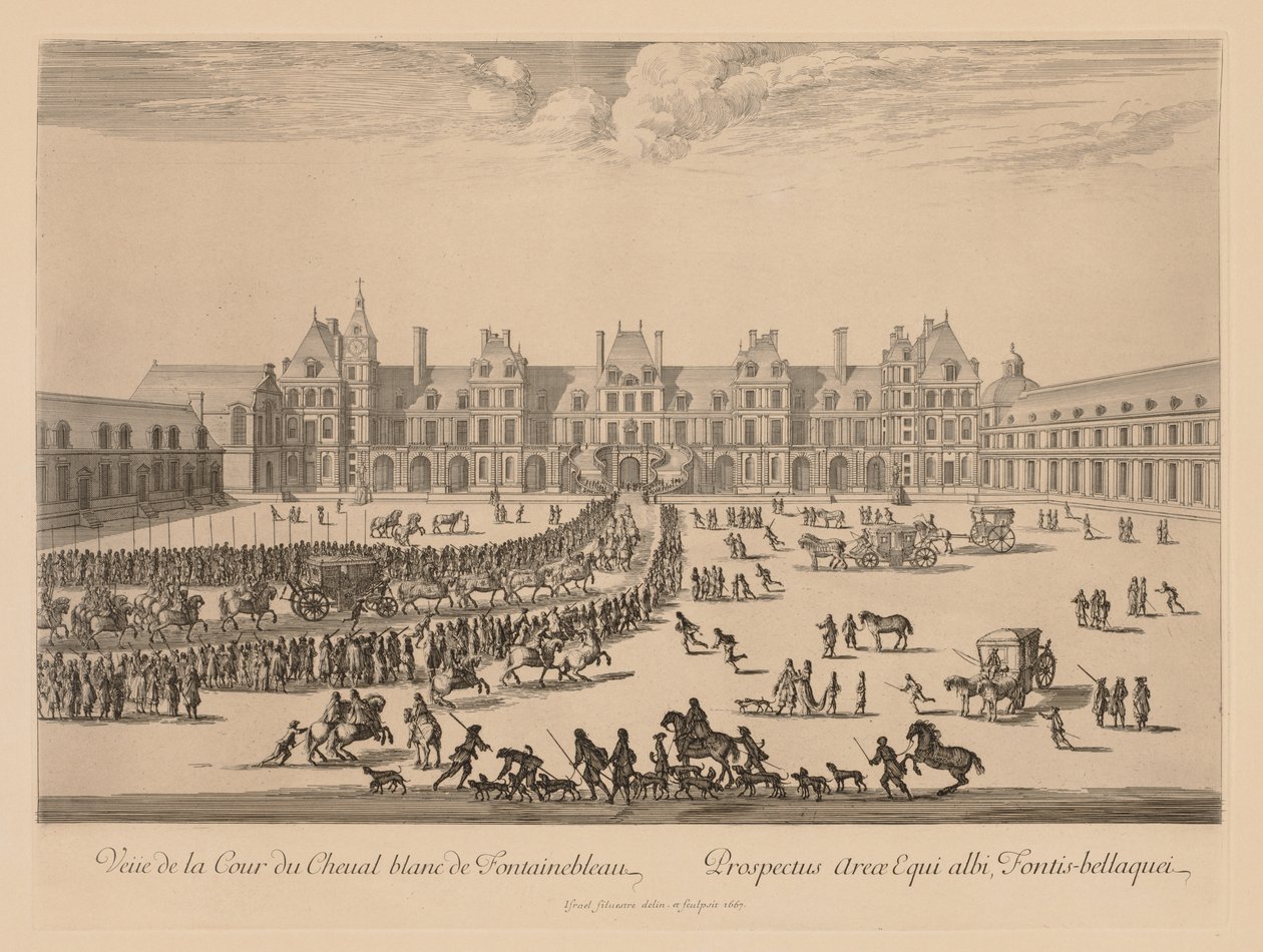 Pohled na Cour du Cheval-Blanc ve Fontainebleau, 1667. od Israël Silvestre