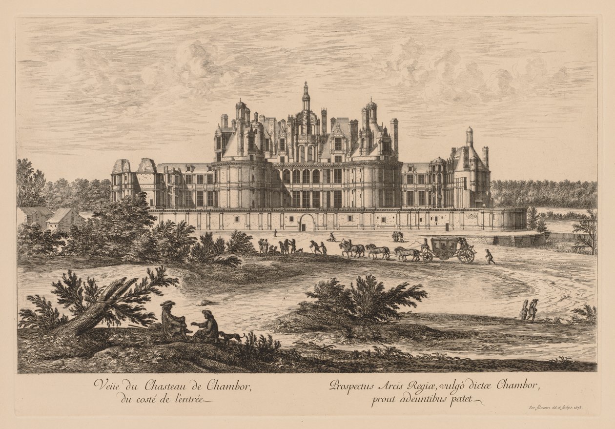 Pohled na Château de Chambord ze vstupní strany od Israël Silvestre