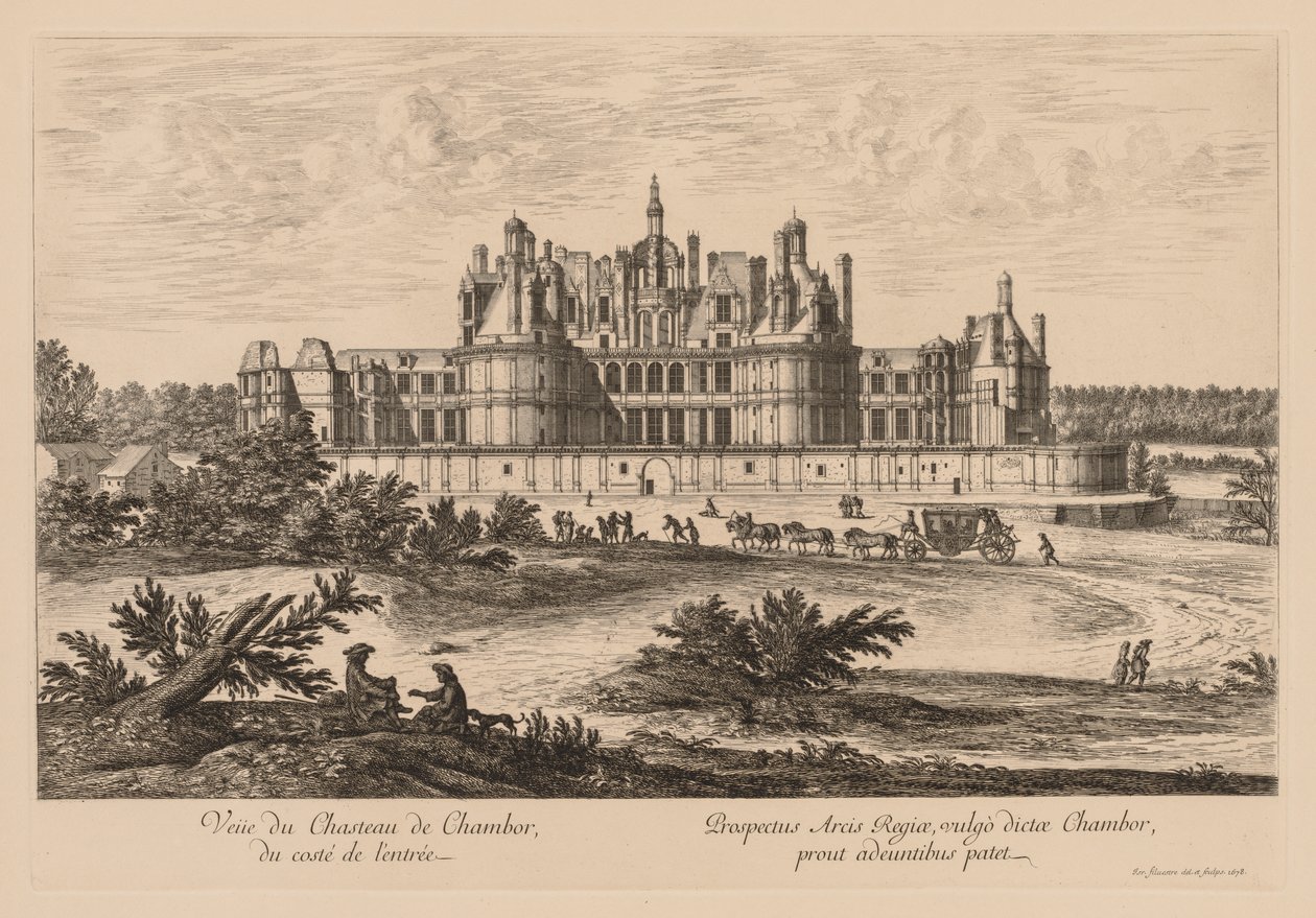 Pohled na Château de Chambord, ze strany vchodu, 1678. od Israël Silvestre