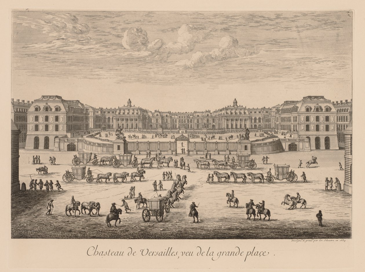 Pohled na palác ve Versailles, při pohledu z Grande Place od Israël Silvestre