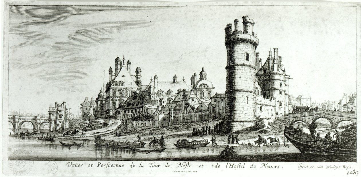 Perspektivní pohled na Tour de Nesle a Hotel de Nevers od Israël Silvestre the Younger