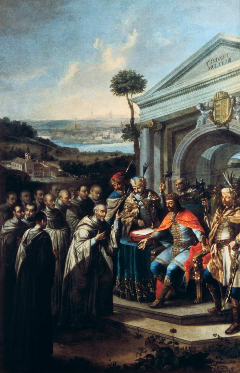 Bela III. zakládající cisterciácký klášter v Szentgotthard v roce 1183 1795-1796 od Istvan Dorfmeister