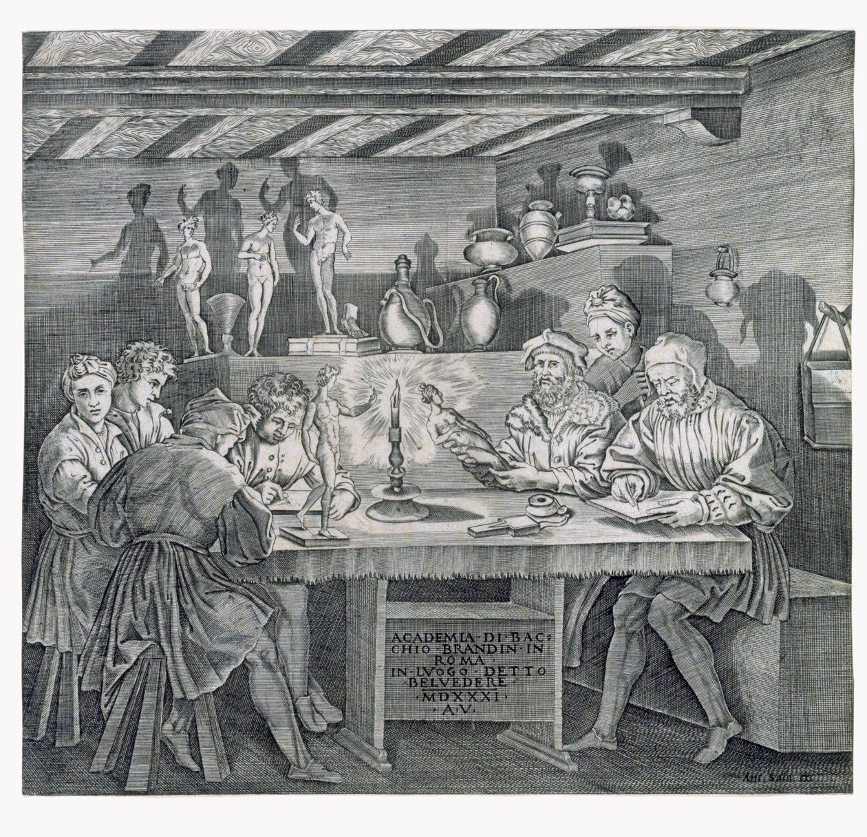 Akademie Baccia Bandinelliho v Belvedere v Římě v roce 1531 od Italian School