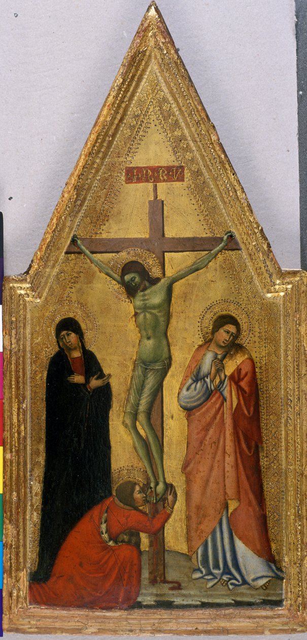 Kristus na kříži s Marií, Janem a Marií Magdalenou (tempera na dřevě) od Italian School