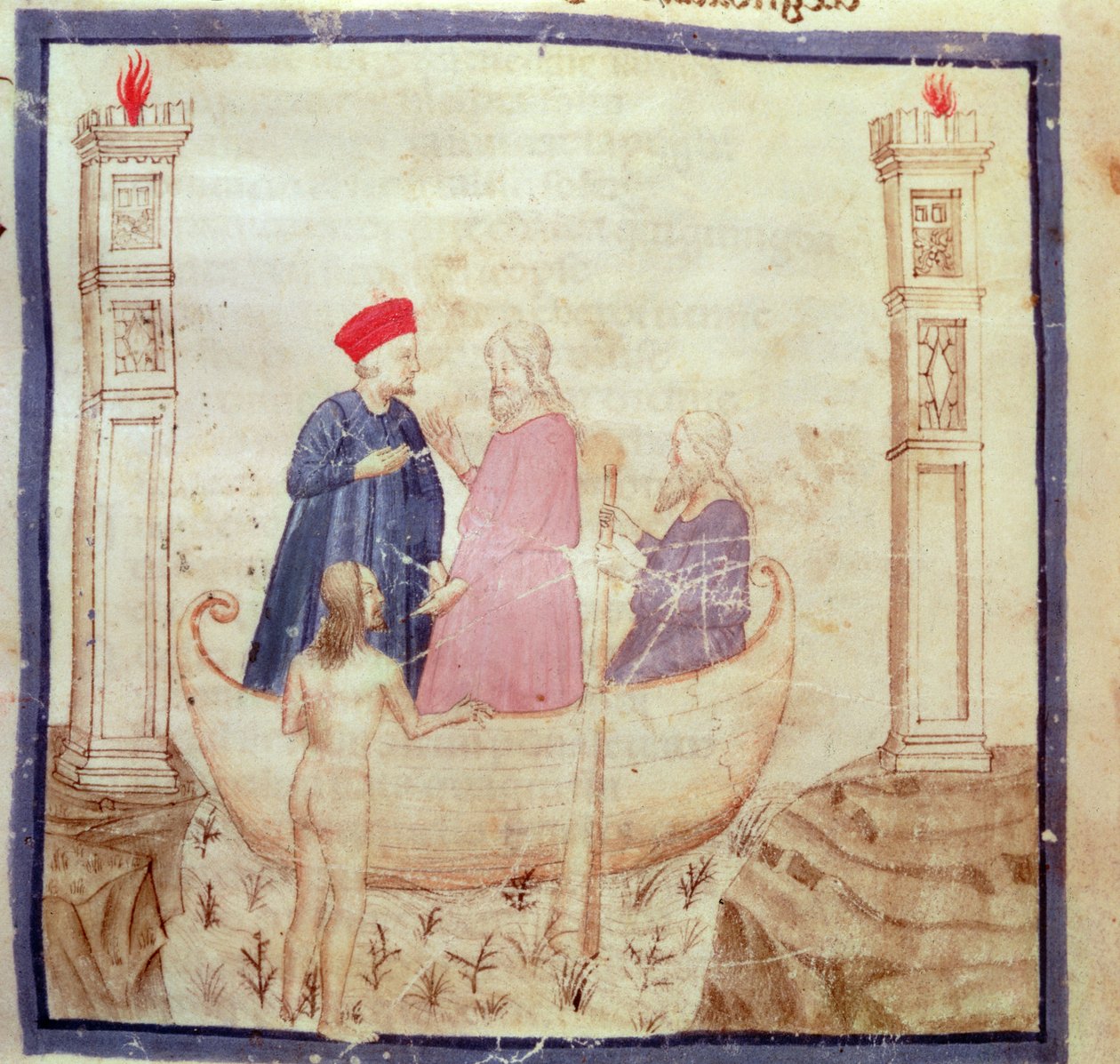 Dante a Virgil (70-19 př.nl) jdoucí do pekla, z Božské komedie od Dante Alighieriho (1265-1321) od Italian School