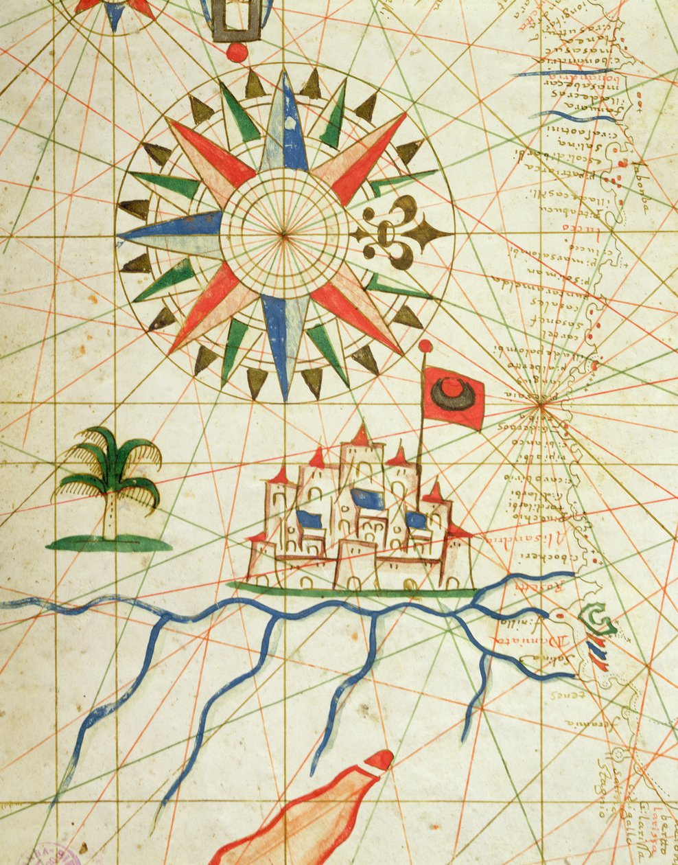 Egypt, řeka Nil a Káhira, z námořního atlasu, 1646 (tuš na pergamenu) (detail z 330936) od Italian School