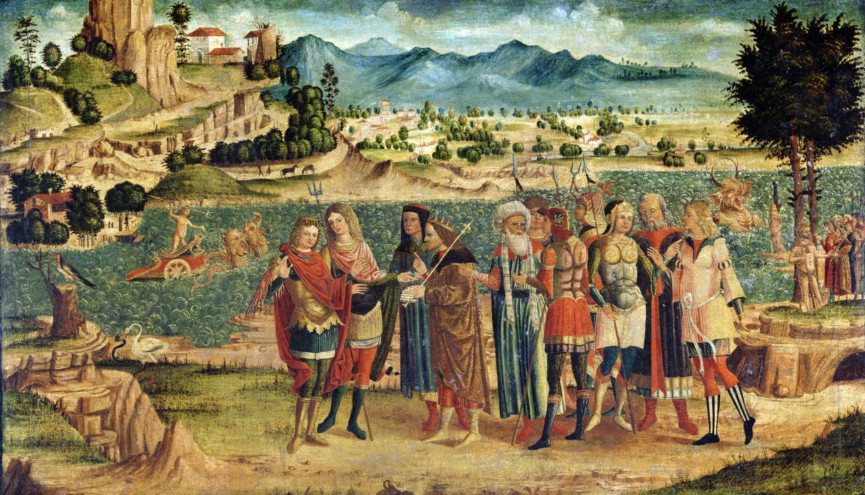 Laomedon odmítá Apollo a Poseidon jejich odměnu, cca 1500 (viz také 111439) od Italian School