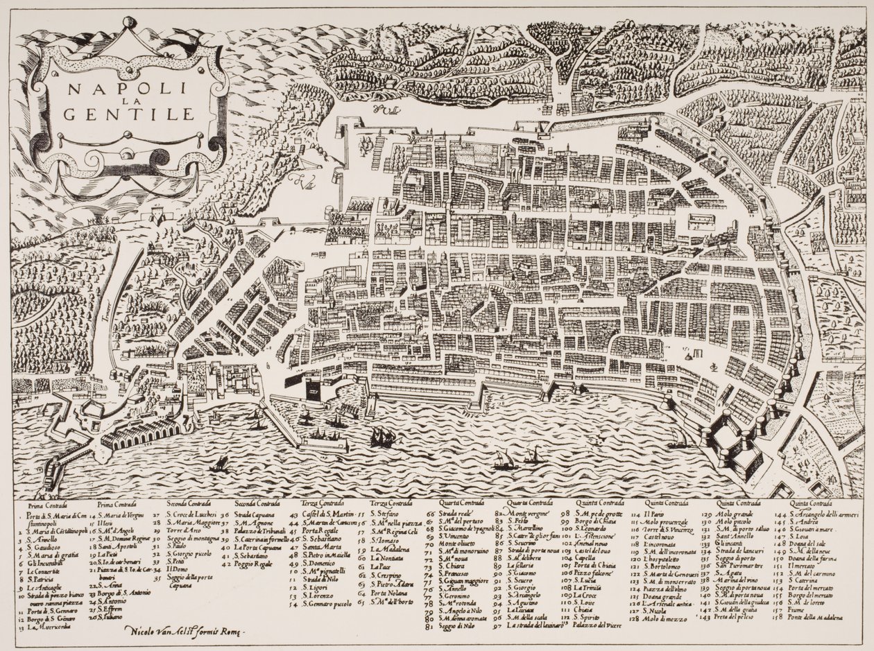 Mapa Neapole, kolem roku 1600 od Italian School