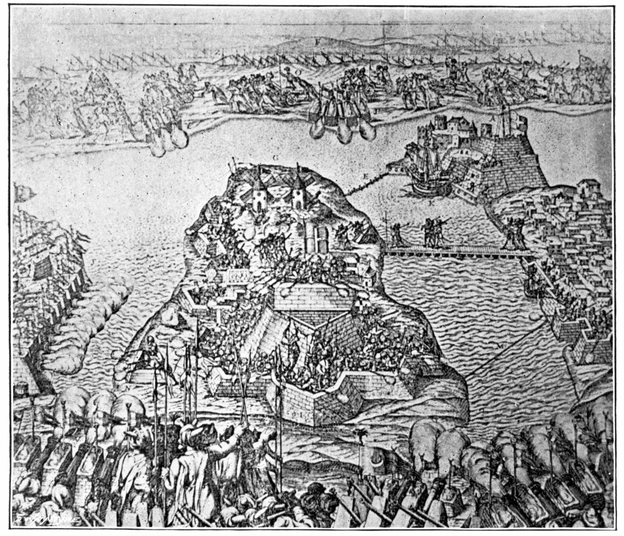 Mapa obléhání Malty v roce 1565 od Italian School