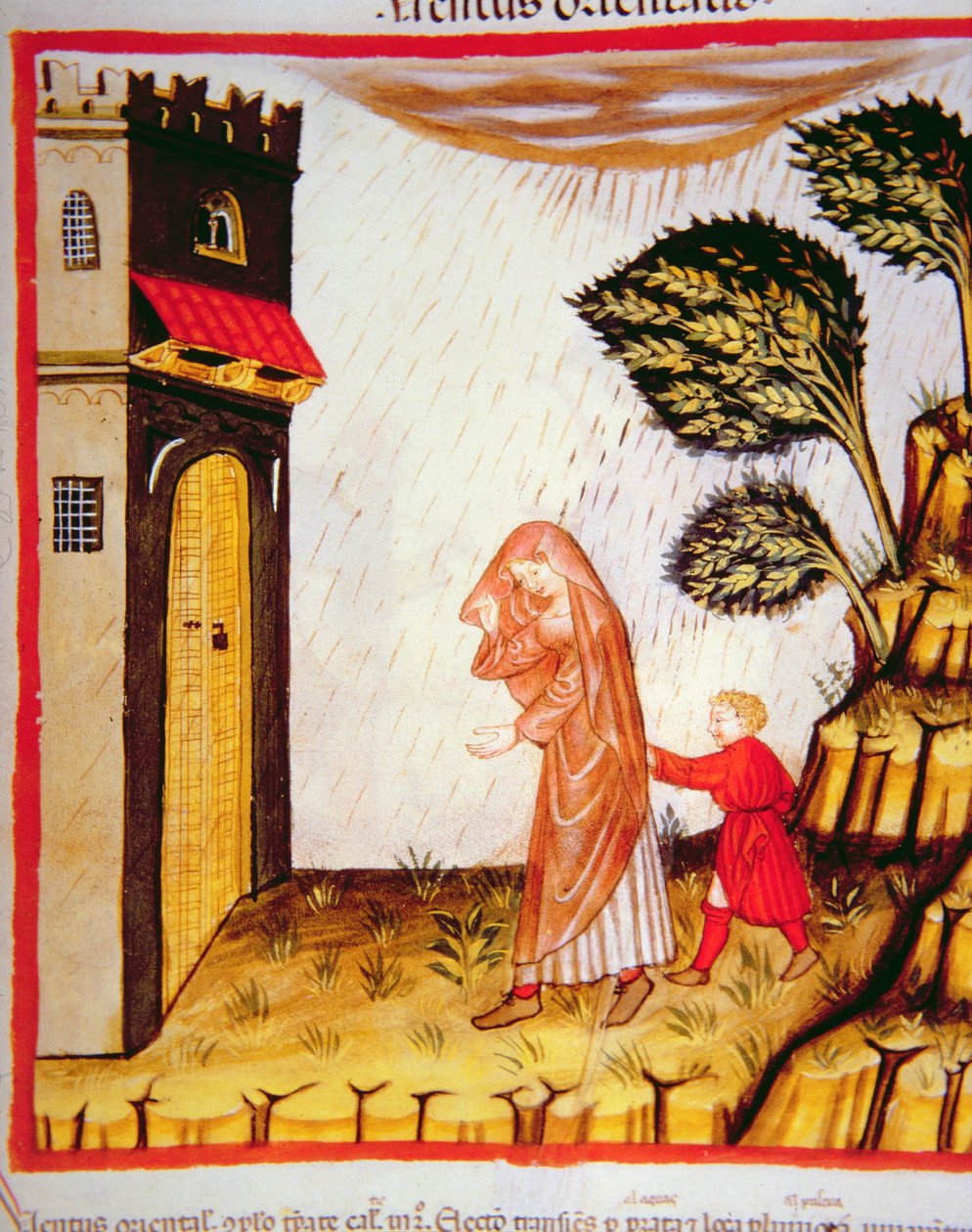 Nova 2644 fol.57r Východní vítr, z Tacuinum Sanitatis od Italian School