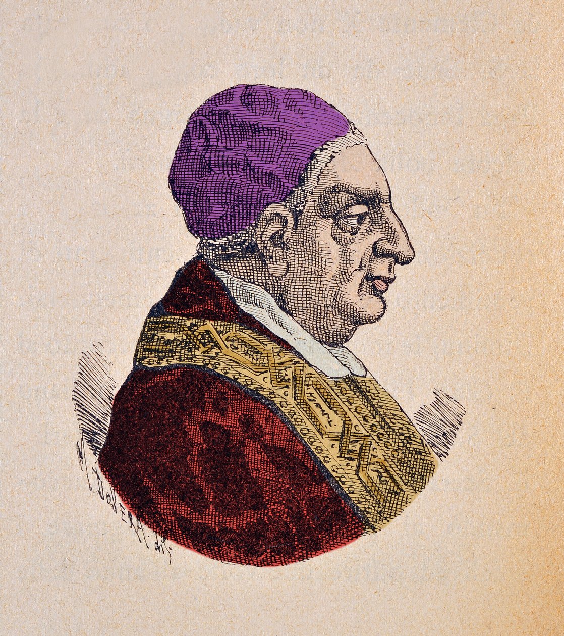 Portrét papeže Benoita XIII (benedetto, Benedict nebo Benedictus) (1724-1730), 1898 (rytina s pozdějším kolorováním) od Italian School